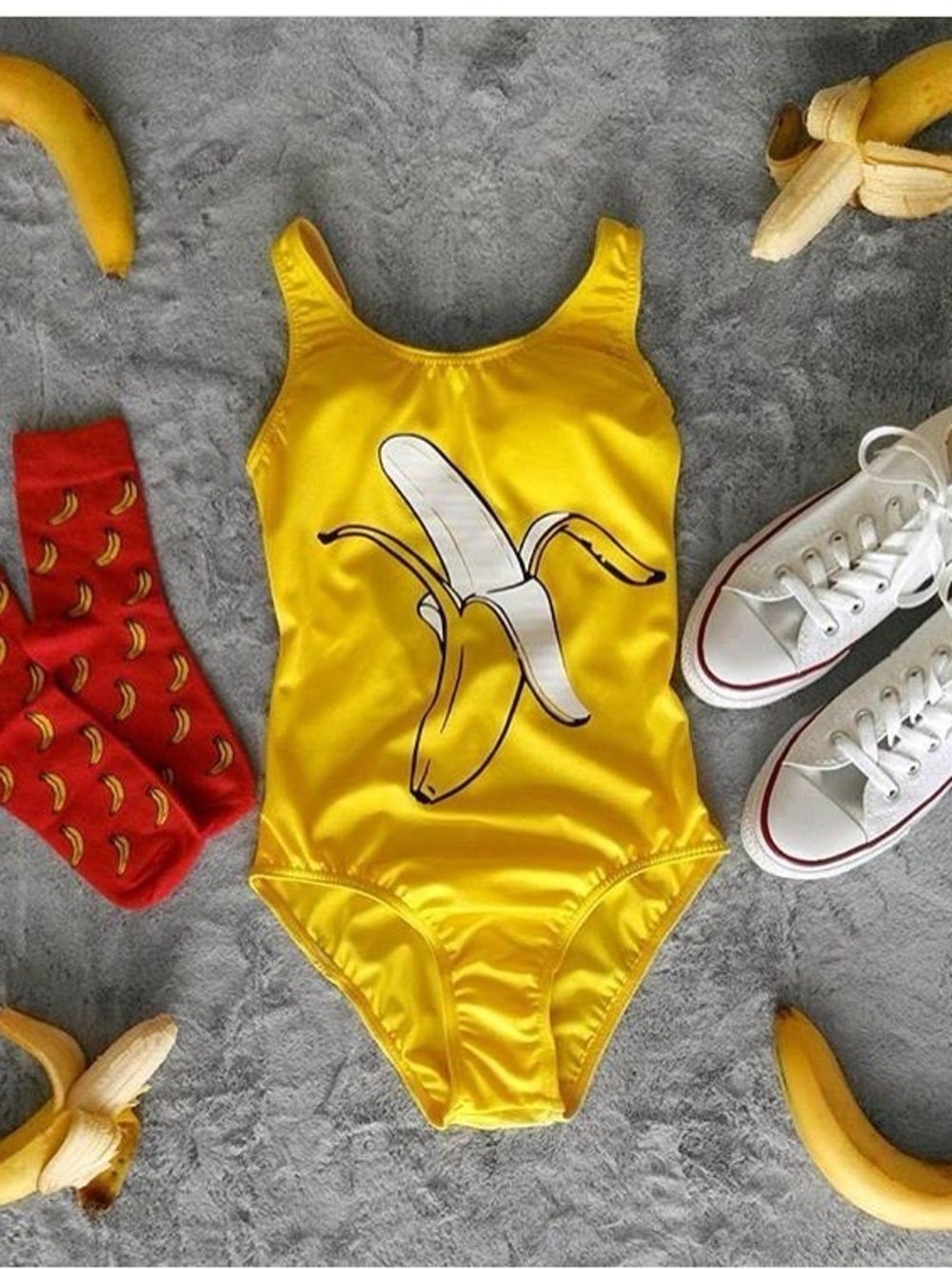 Bright Yellow Banana Graphic One-Piece Swimsuit - Picture 7 of 9